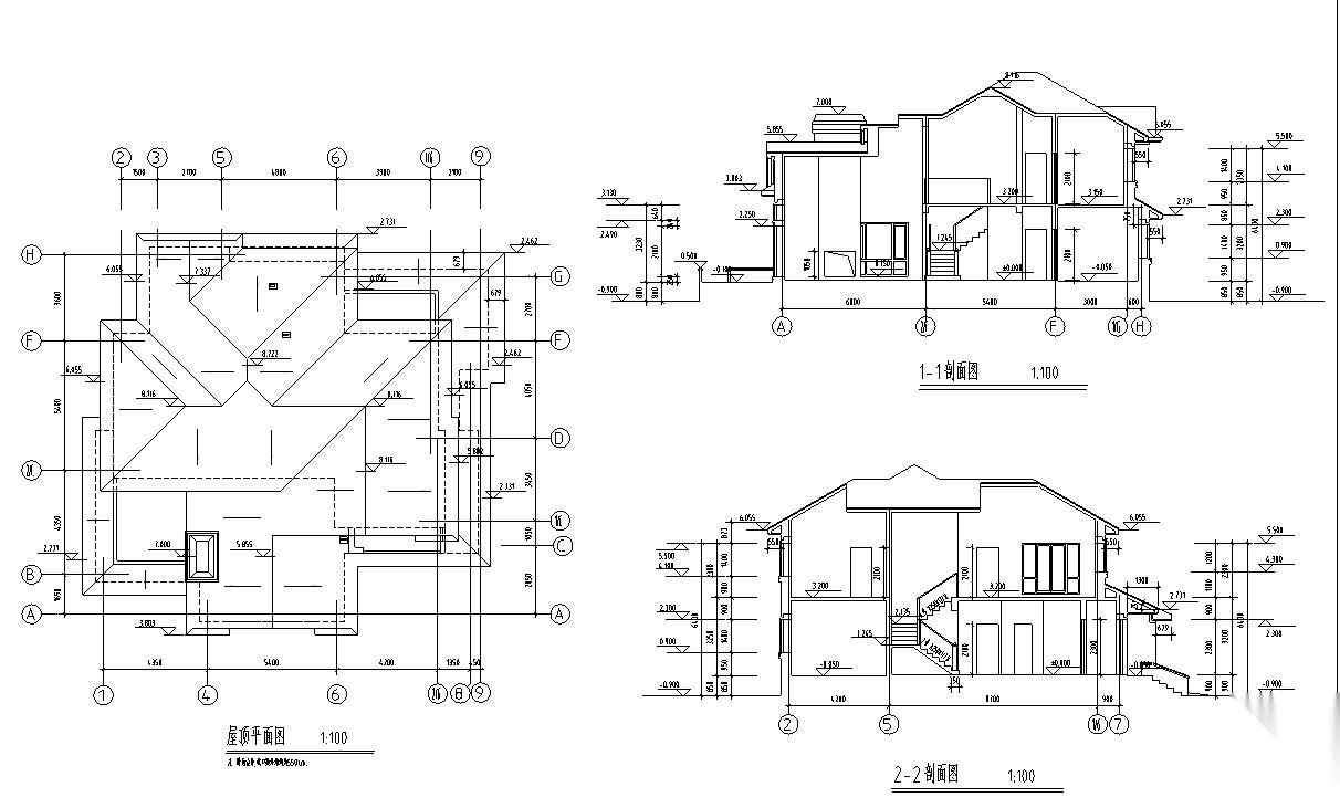 二层独栋造型简约大方别墅户型建筑设计（包含效果图）cad施工图下载【ID:166232162】