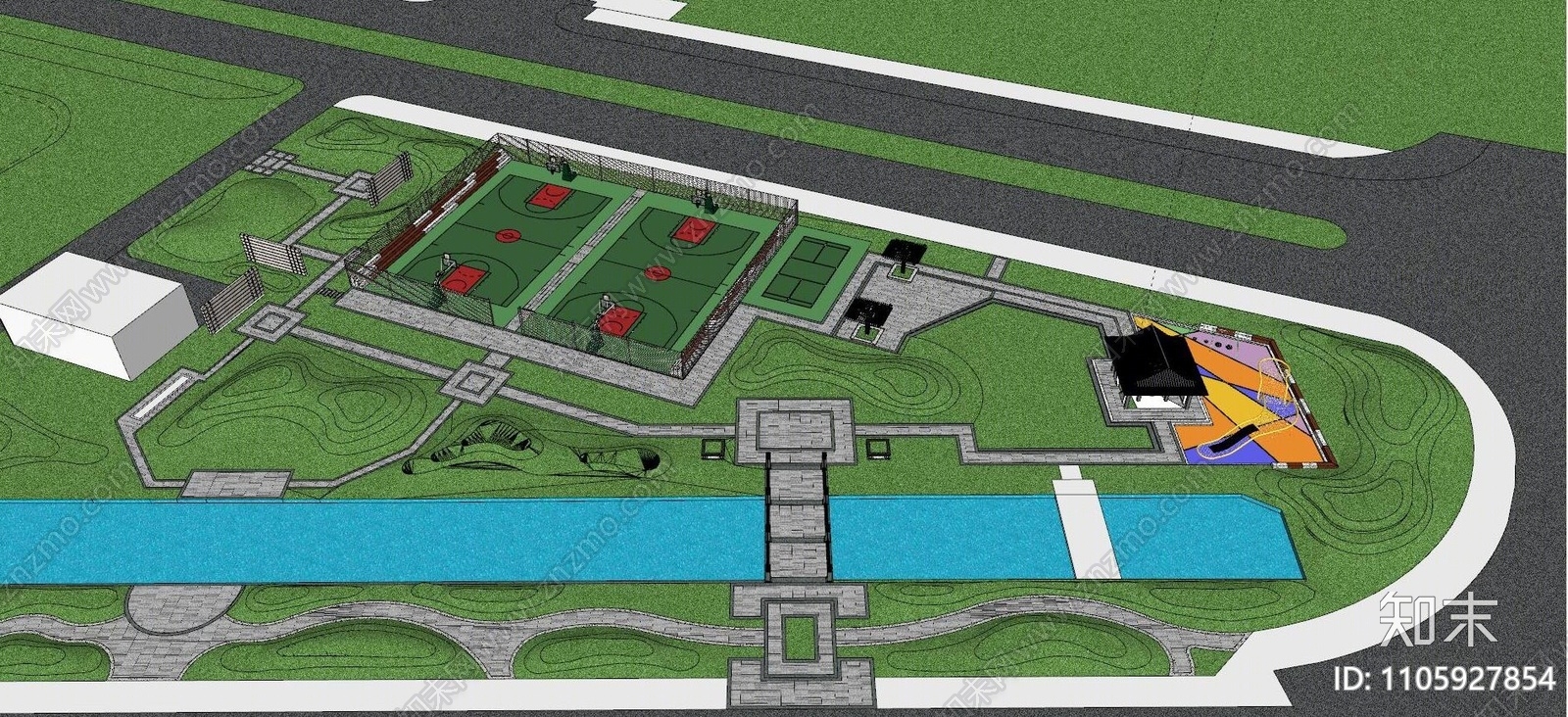 现代运动公园景观SU模型下载【ID:1105927854】