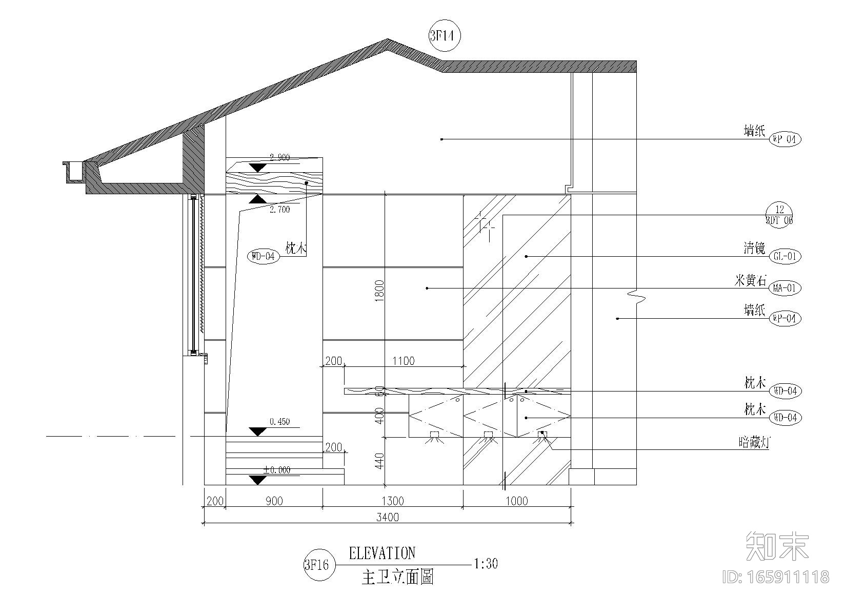 主卧卫生间立面详图施工图下载【ID:165911118】