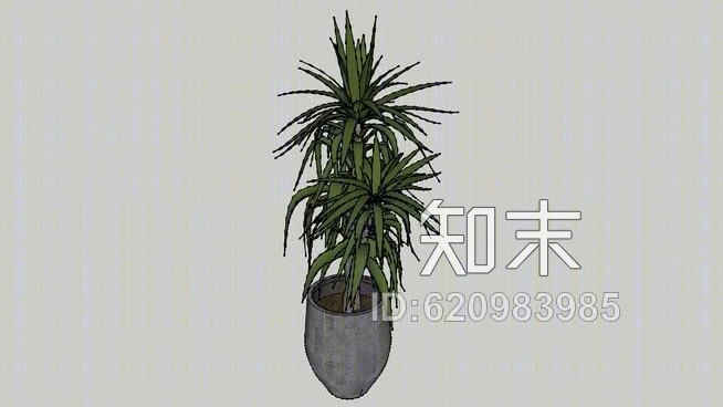 混凝土花瓶内植物SU模型下载【ID:620983985】