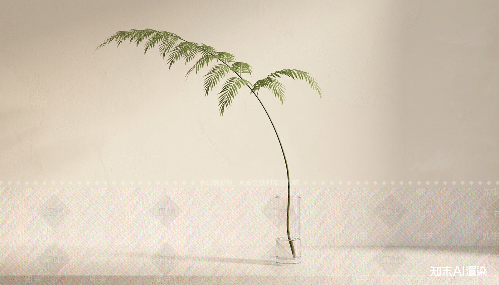 现代草本植物3D模型渲染效果图