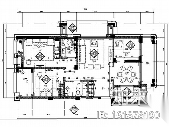 [杭州]现代高档三居室样板房装修图（含效果）cad施工图下载【ID:161878190】