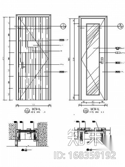酒店客房门cad施工图下载【ID:168359192】