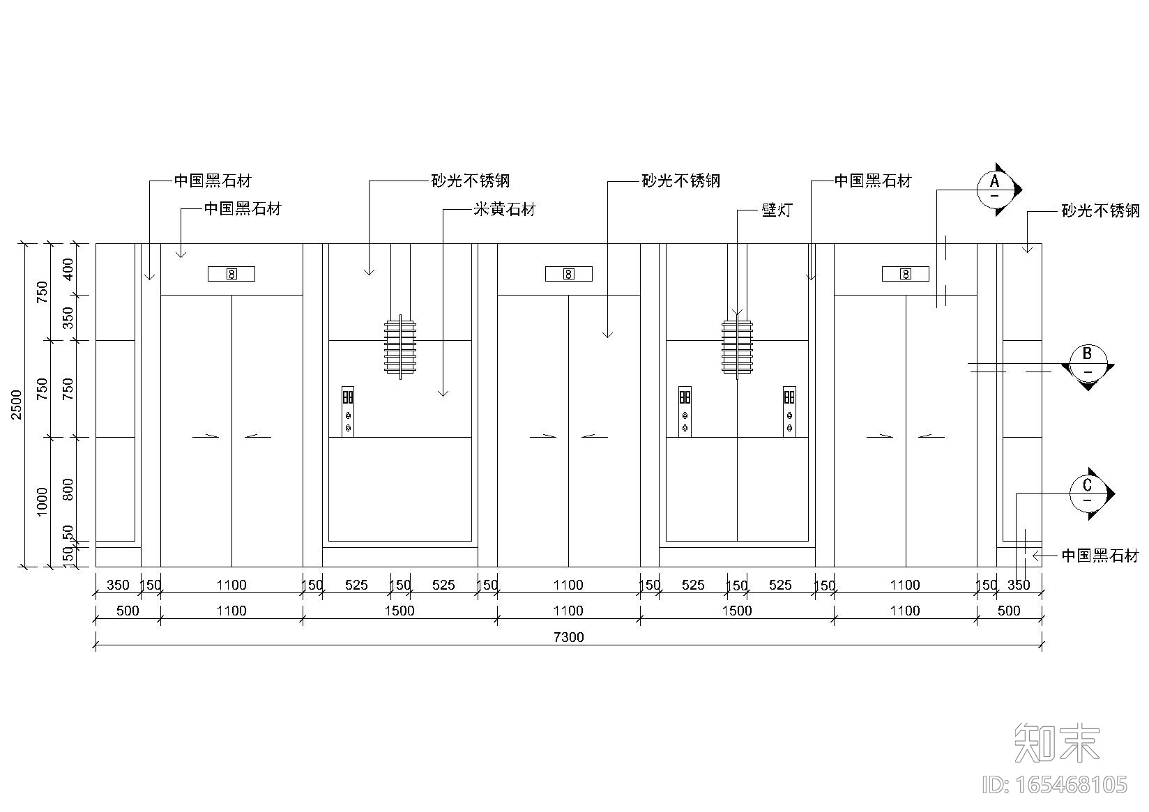 室内14套电梯间节点大样剖面详图cad施工图下载【ID:165468105】