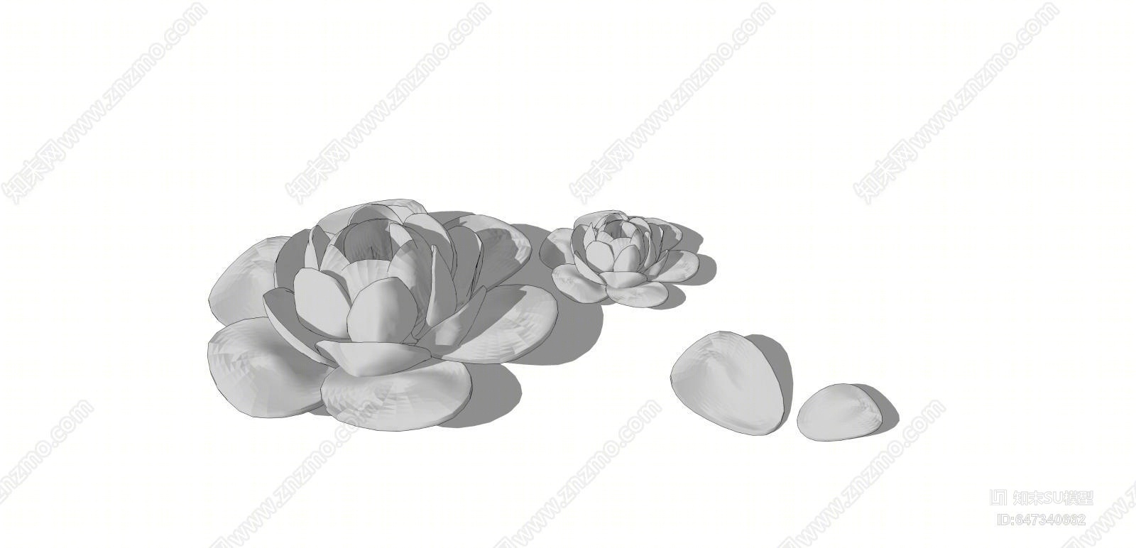 现代莲花小品雕塑SU模型下载【ID:647340662】