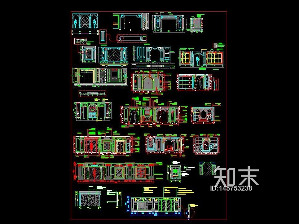 HBA-大理石背景墙图库施工图下载【ID:145753238】