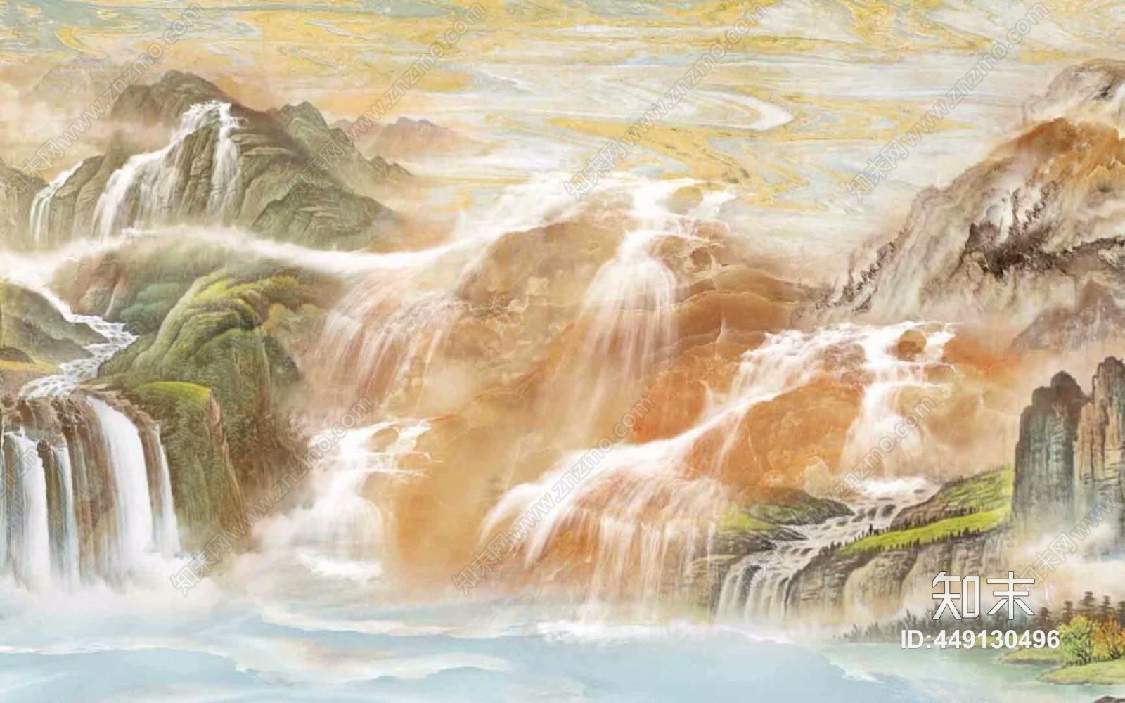 大理石纹山水图彩雕背景墙高清贴图贴图下载【ID:449130496】