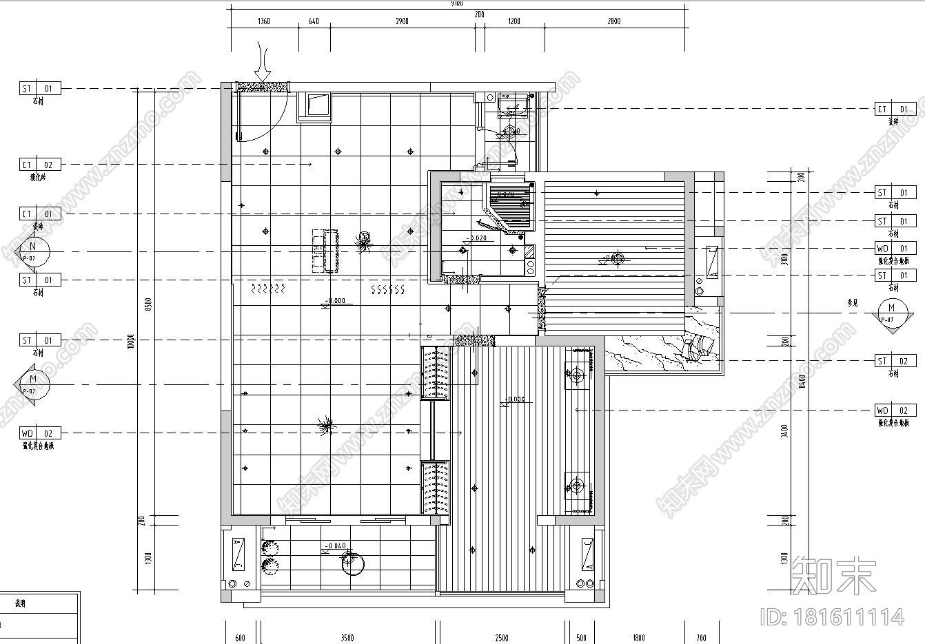 现代简约风格样板房效果图-施工图cad施工图下载【ID:181611114】