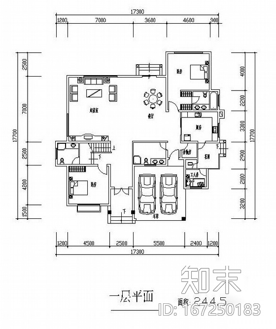 三层独栋别墅户型图(245/161/138)施工图下载【ID:167250183】