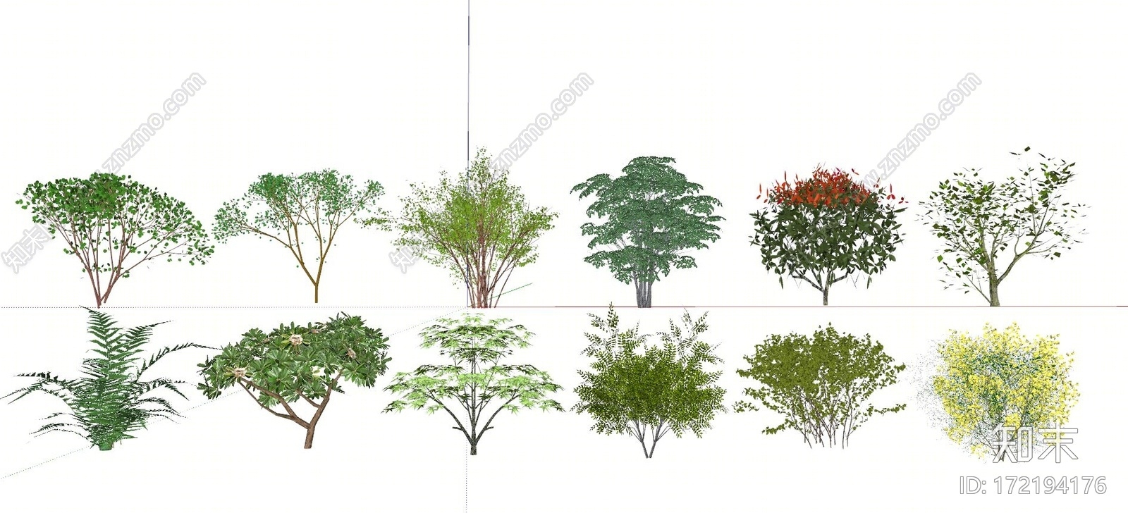 现代球形灌木景观植物SU模型下载【ID:172194176】