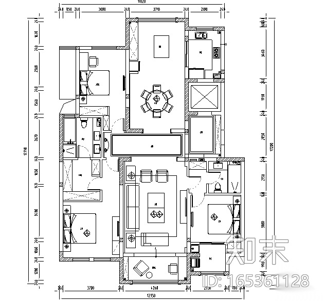 紫金城—180㎡美式轻奢住宅设计施工图及效果图cad施工图下载【ID:165361128】