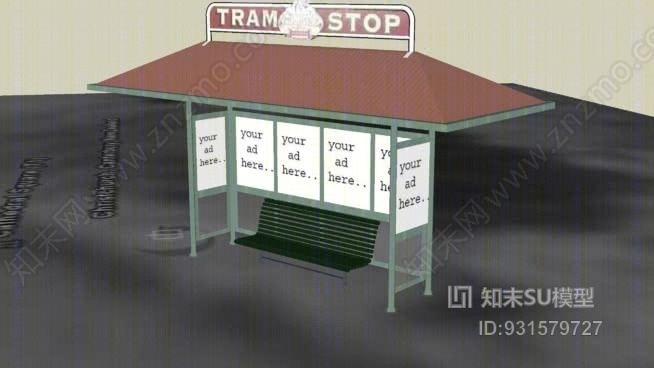 电车站，大教堂广场，基督城，NZ。SU模型下载【ID:931579727】