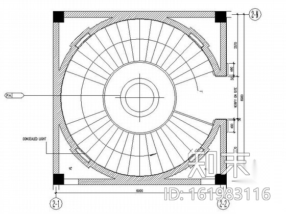 [杭州]酒店圆形楼梯间装修图cad施工图下载【ID:161983116】