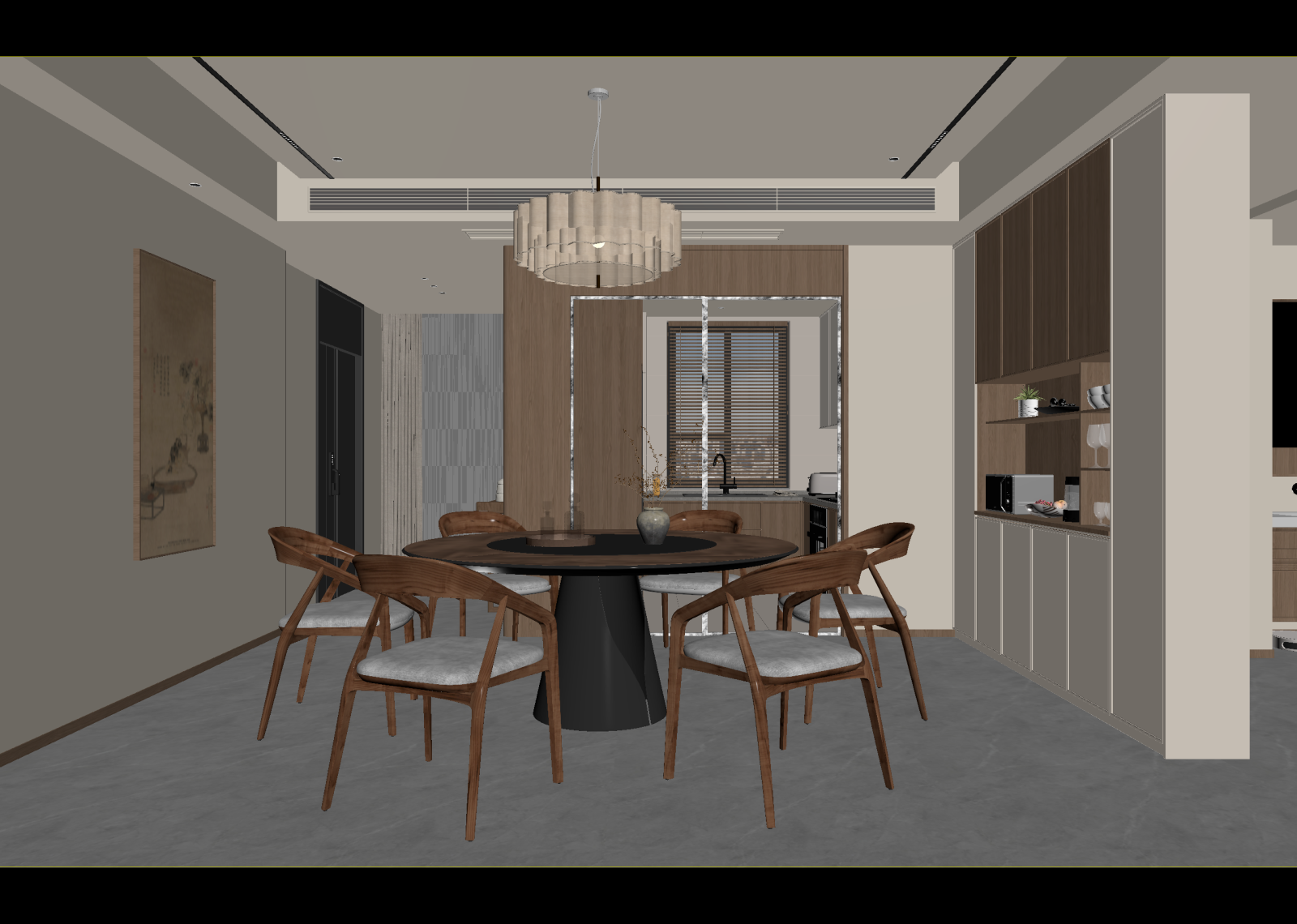 新中式家居餐厅3D模型下载【ID:1214850639】