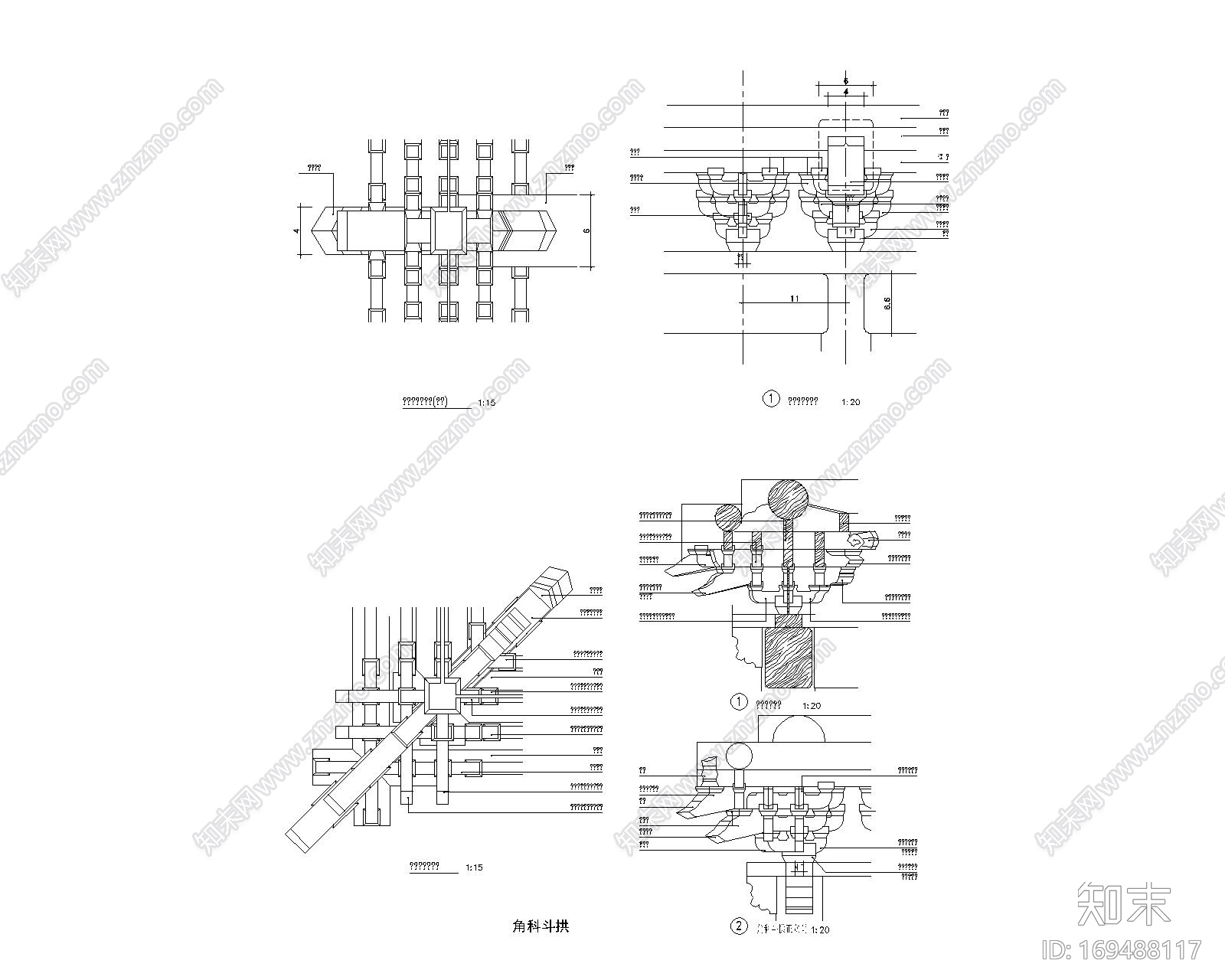 中式构件cad施工图下载【ID:169488117】
