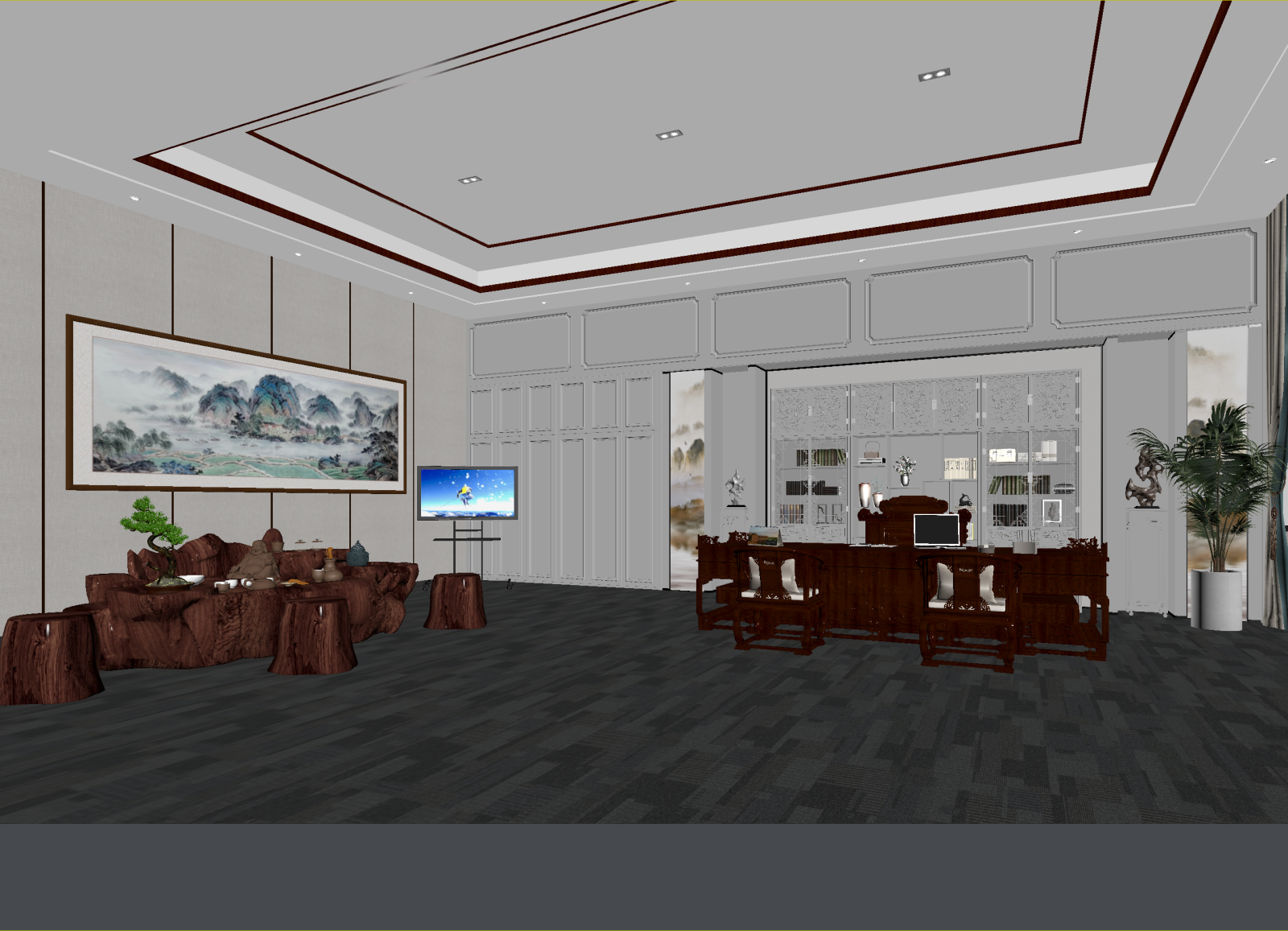 中式接待室3D模型下载【ID:1214289883】
