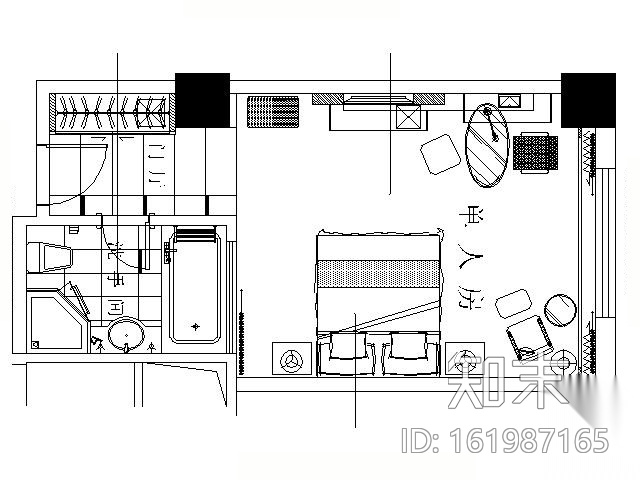 五星酒店单人房施工图图施工图下载【ID:161987165】