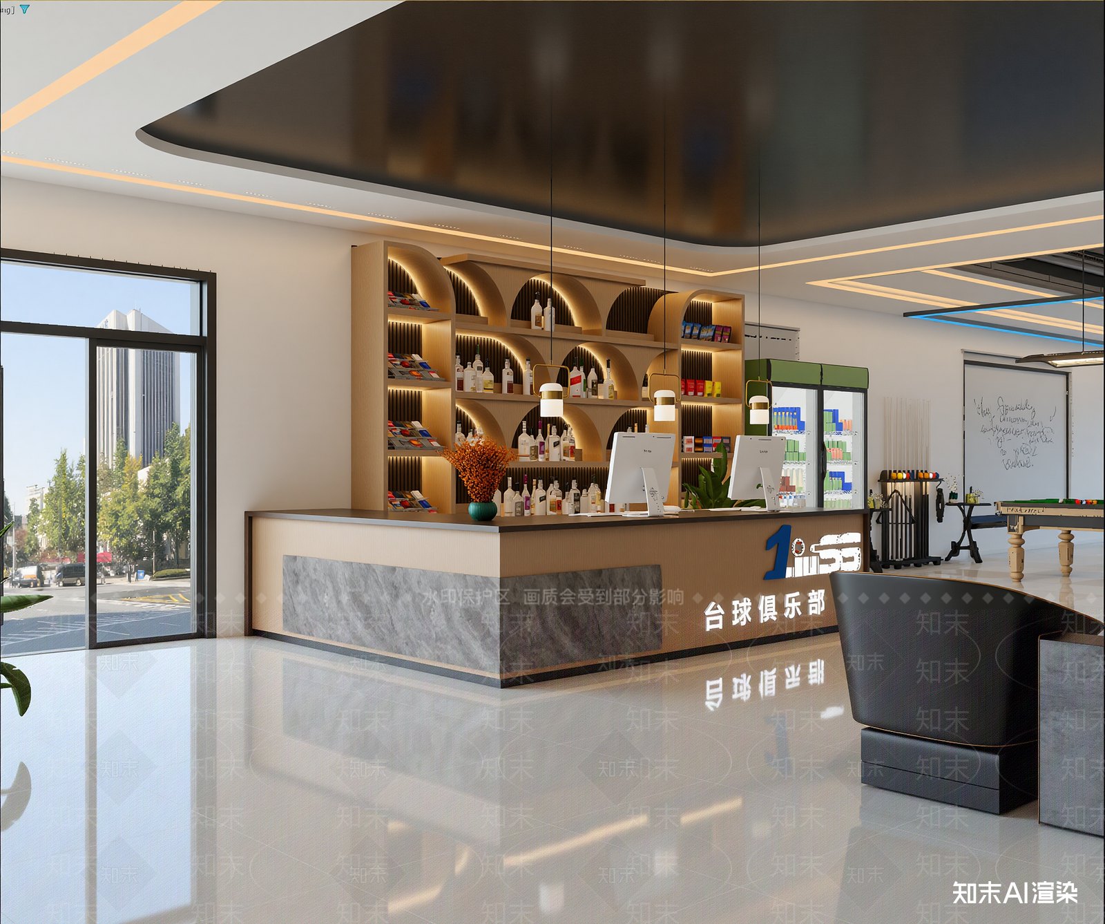工业风台球室3D模型下载【ID:1213902428】