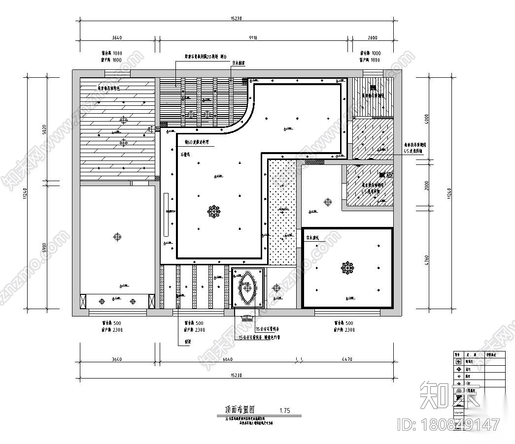 美式风格三室两厅住宅装修施工图设计cad施工图下载【ID:180849147】