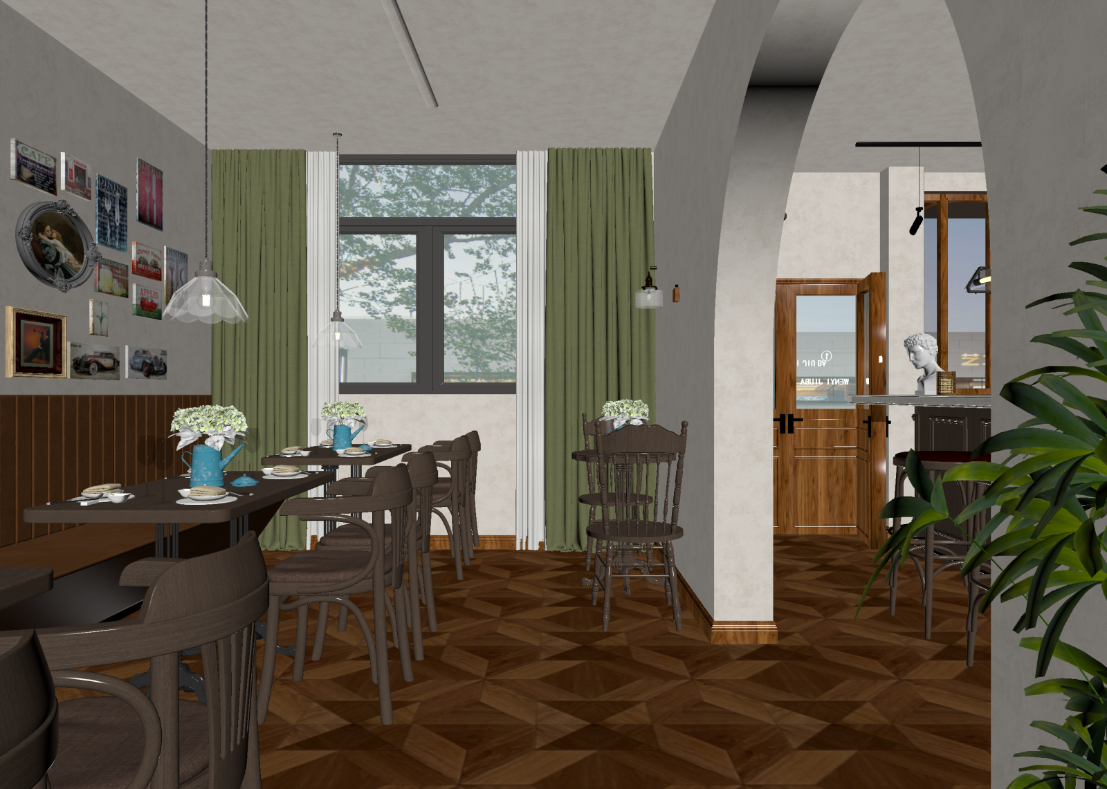 美式咖啡厅3D模型下载【ID:1214342853】