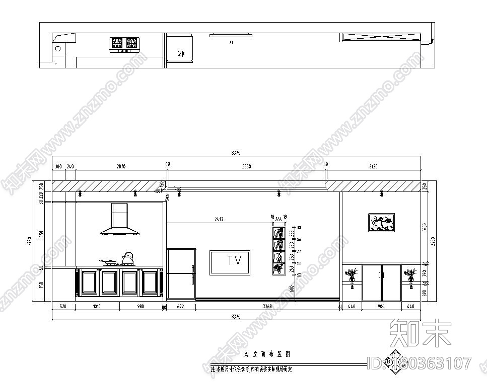 北欧风格公寓一居室住宅装修施工图设计施工图下载【ID:180363107】