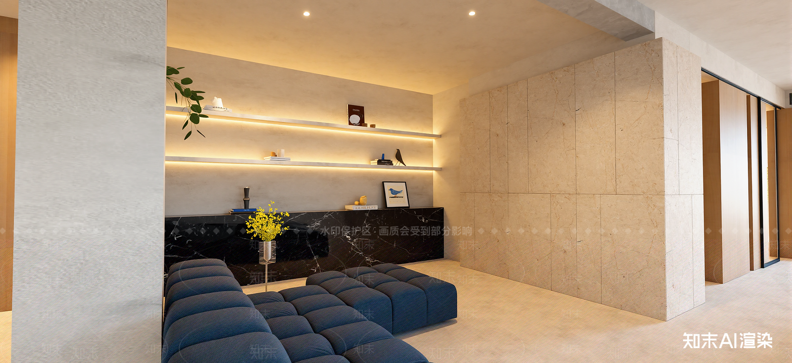 现代家居客厅SU模型下载【ID:1222129629】