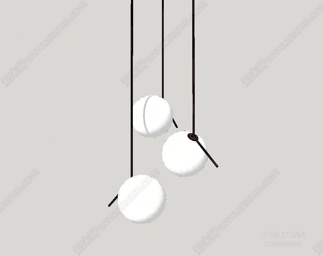 现代风格魔豆吊灯SU模型下载【ID:548889550】