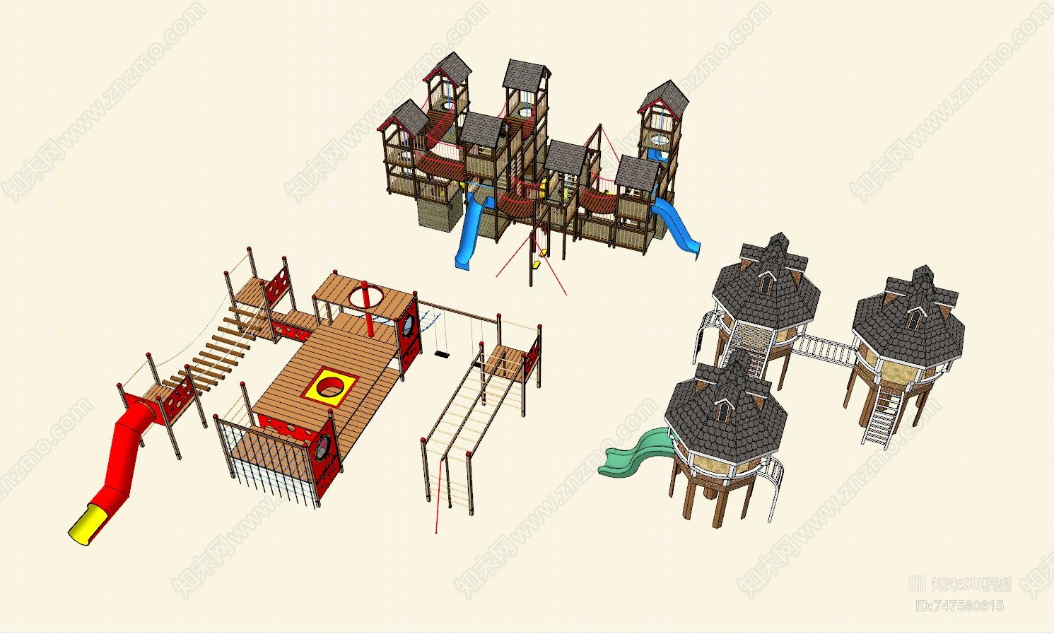 现代儿童游乐设施SU模型下载【ID:747580615】