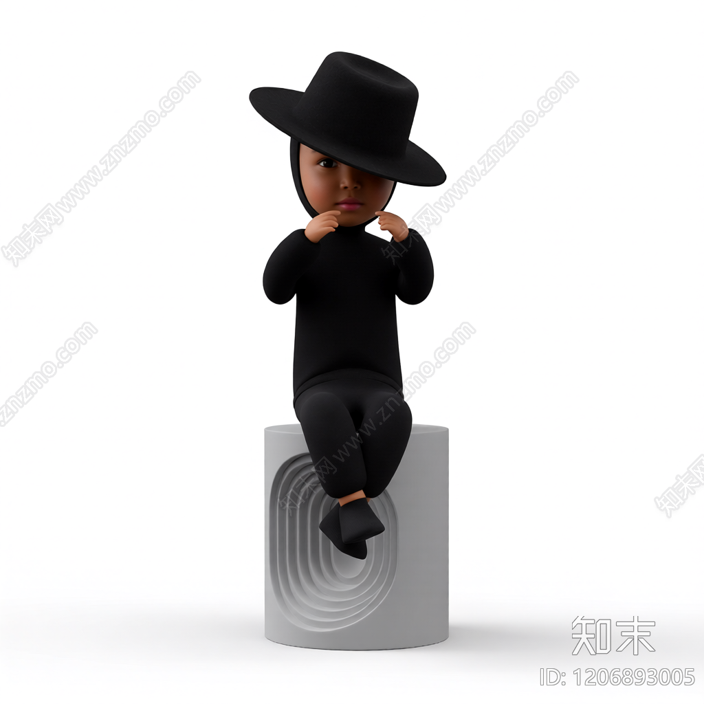 戴帽人物雕塑3D模型下载【ID:1206893005】