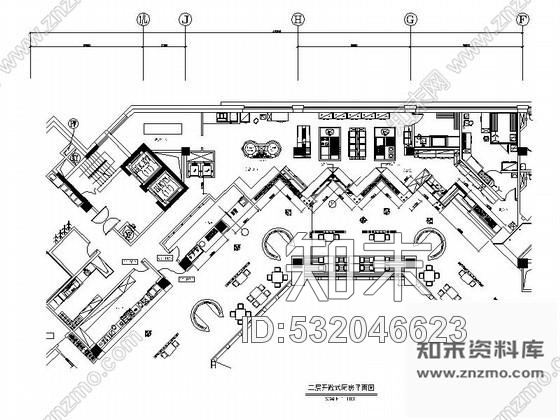 施工图现代简约酒店二层开敞式厨房装修图施工图下载【ID:532046623】