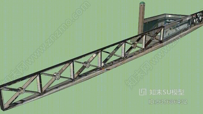 带地铁站的人行道栏杆。SU模型下载【ID:935686432】