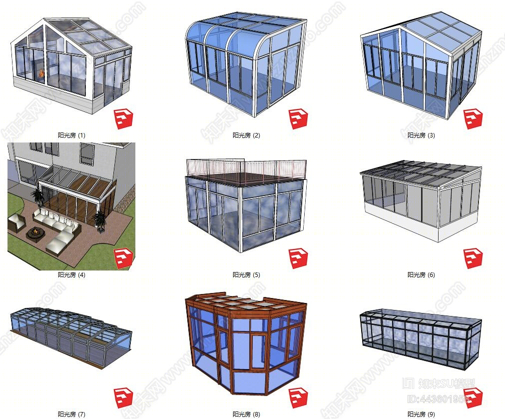 现代风格阳光房SU模型下载【ID:443601958】