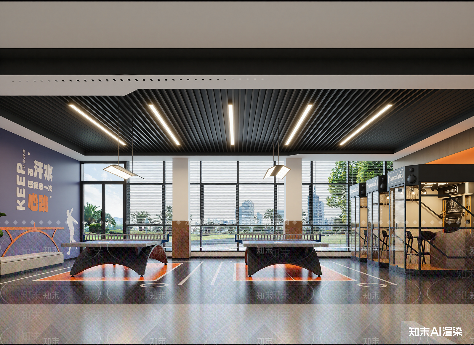 现代乒乓球室3D模型下载【ID:1215012455】