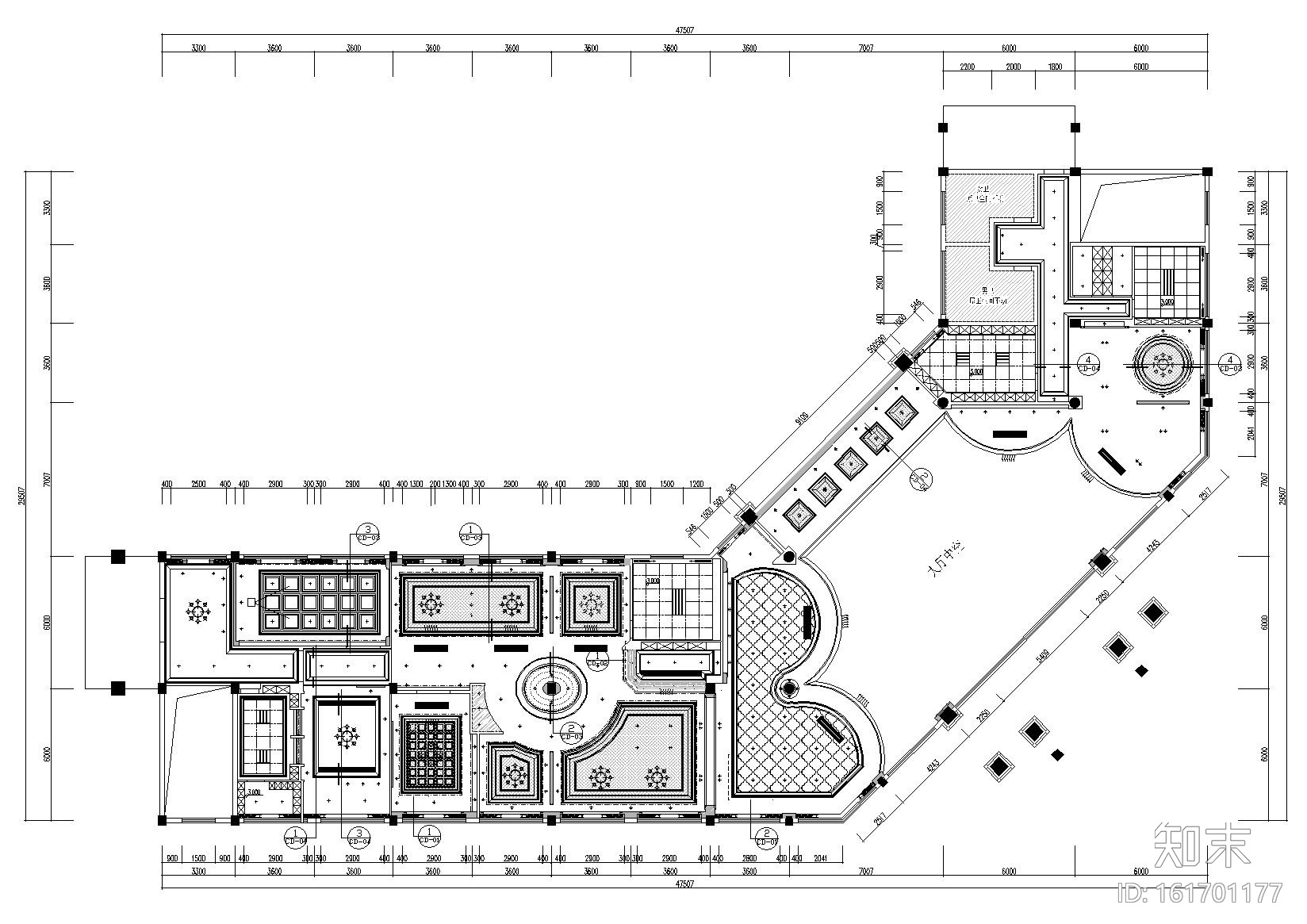 [江西]733㎡现代售楼中心室内装饰施工图cad施工图下载【ID:161701177】