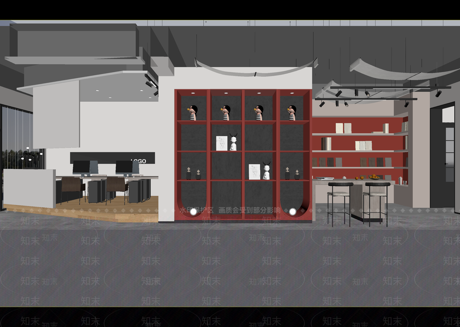 现代办公大厅3D模型下载【ID:1214741550】