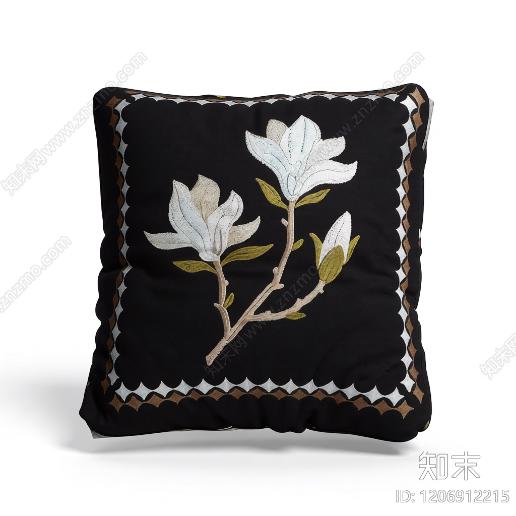 刺绣花卉抱枕3D模型下载【ID:1206912215】