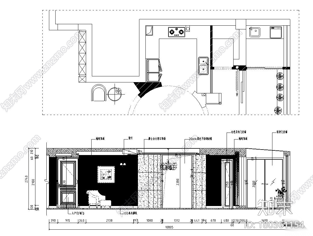 190㎡三居室样板房装修施工图设计施工图下载【ID:180361154】