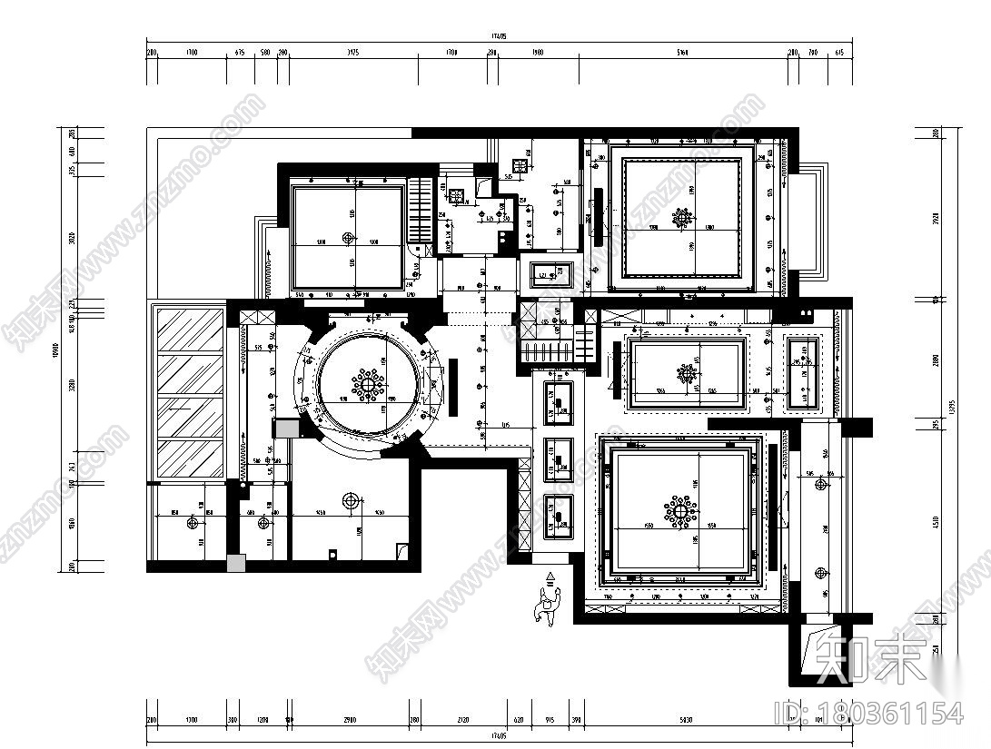 190㎡三居室样板房装修施工图设计施工图下载【ID:180361154】