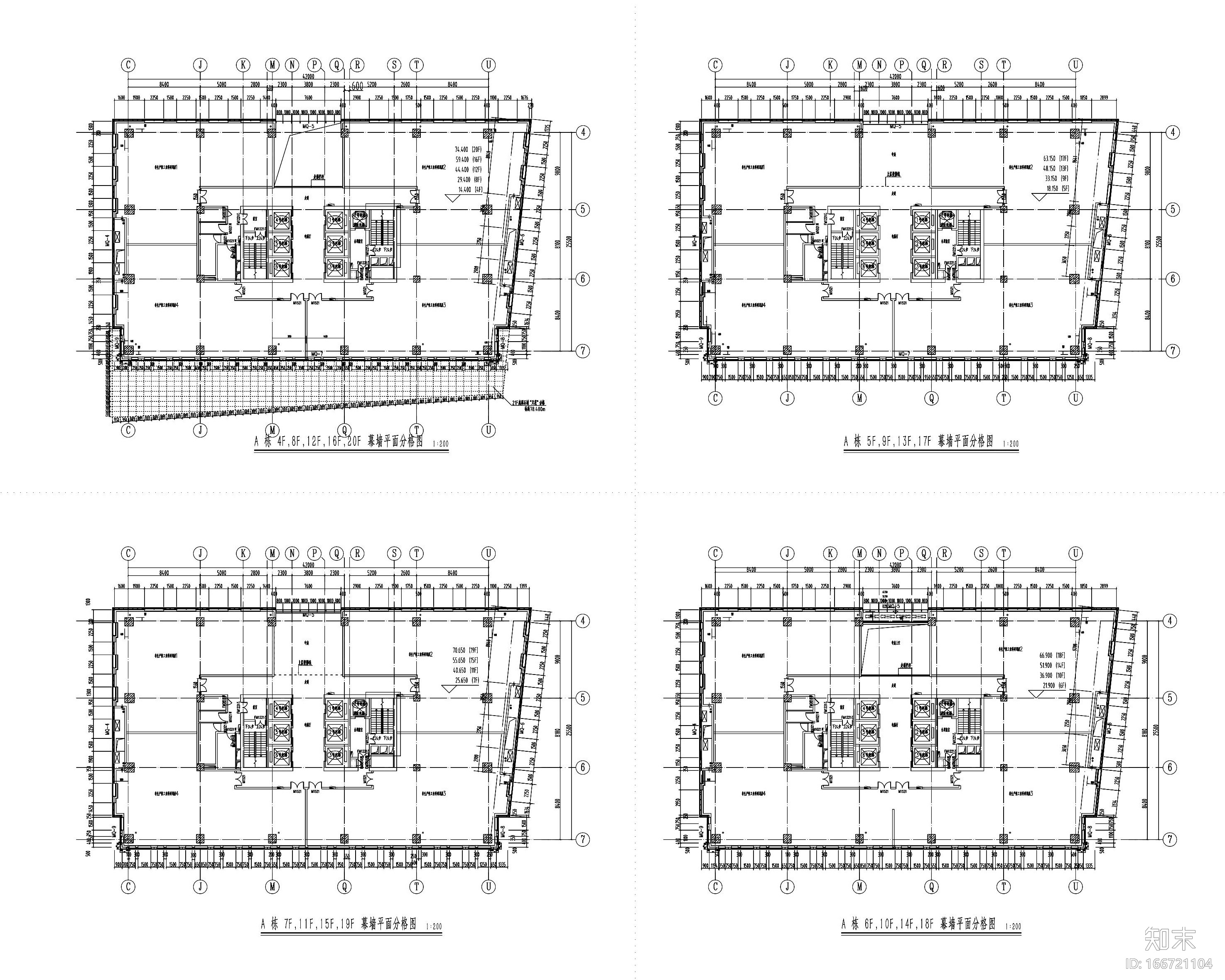 成都二十五层核心筒结构办公建筑项目施工图cad施工图下载【ID:166721104】