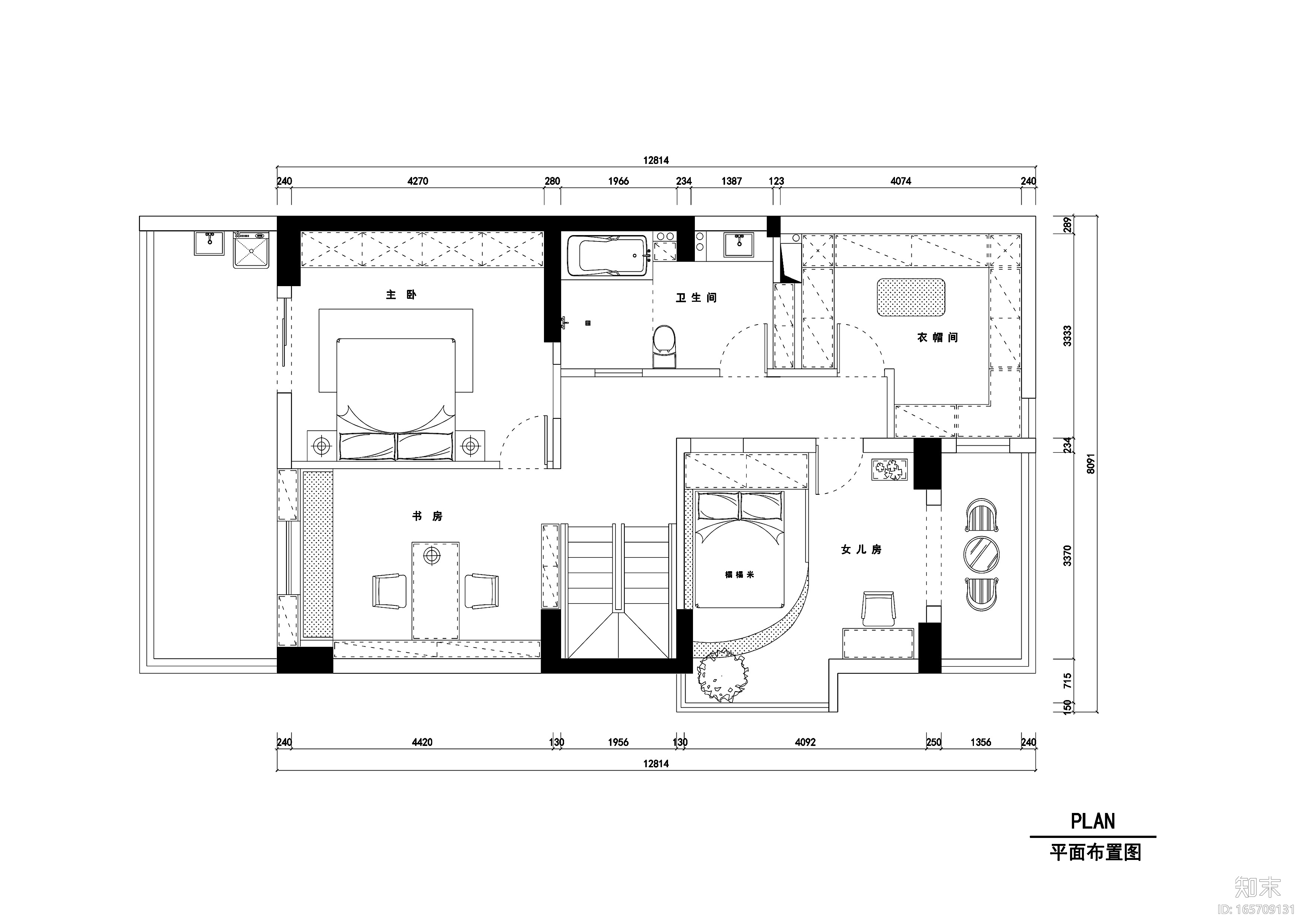 徐东两居室复式楼室内装修施工图+效果图施工图下载【ID:165709131】