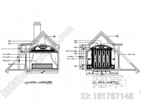 精品豪华欧式风格三层别墅室内装修施工图cad施工图下载【ID:181767148】