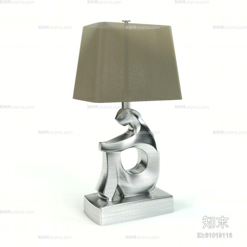 现代银色铁艺台灯3D模型下载【ID:61019116】