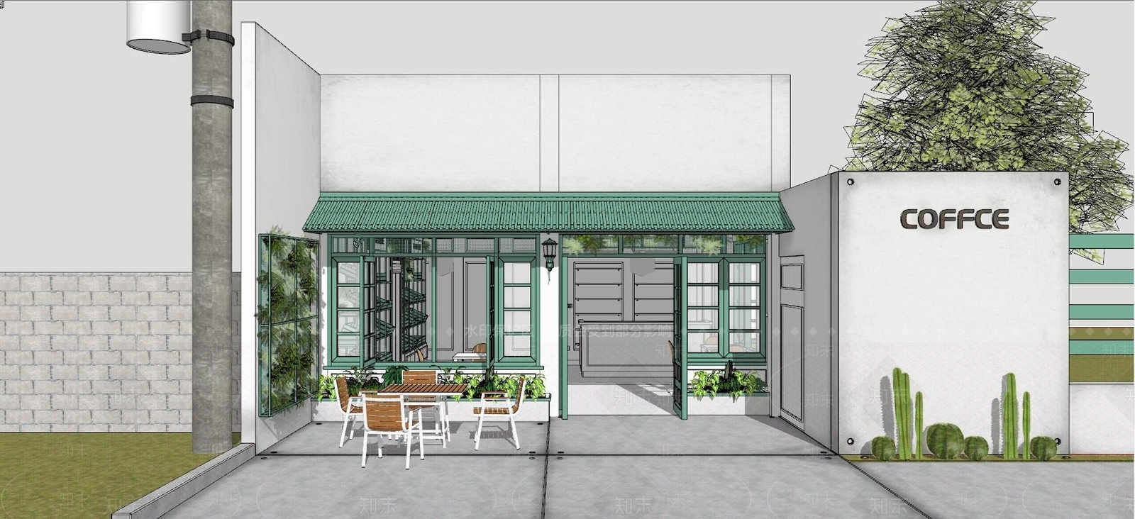 北欧咖啡店SU模型下载【ID:1120708256】