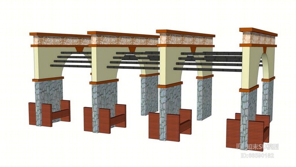 景观廊架SU模型下载【ID:66590182】