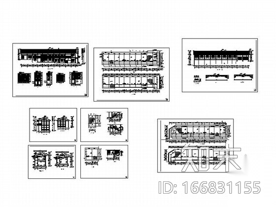 [仿古建]某二层服务用房建筑扩初图施工图下载【ID:166831155】