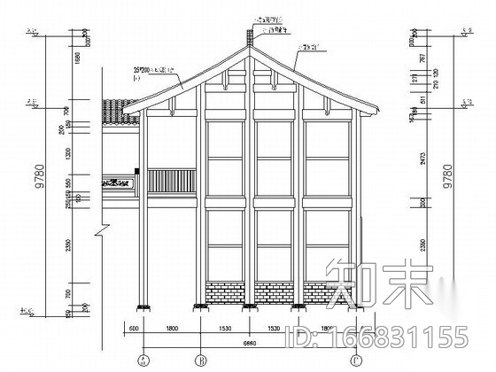 [仿古建]某二层服务用房建筑扩初图施工图下载【ID:166831155】