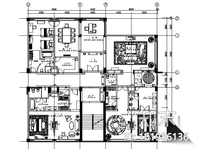 五星假日酒店总统套房施工图（含效果）cad施工图下载【ID:161986136】