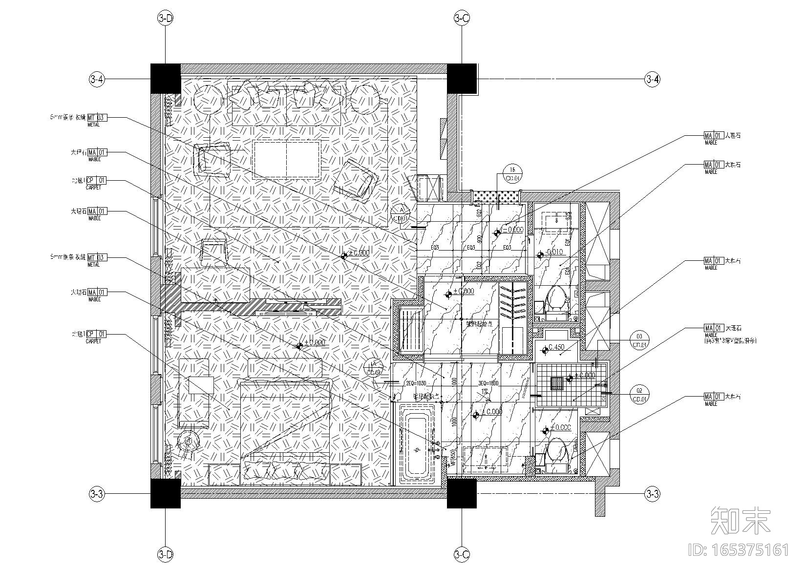 [南昌]玫瑰城艾溪湖酒店室内装修工程施工图cad施工图下载【ID:165375161】