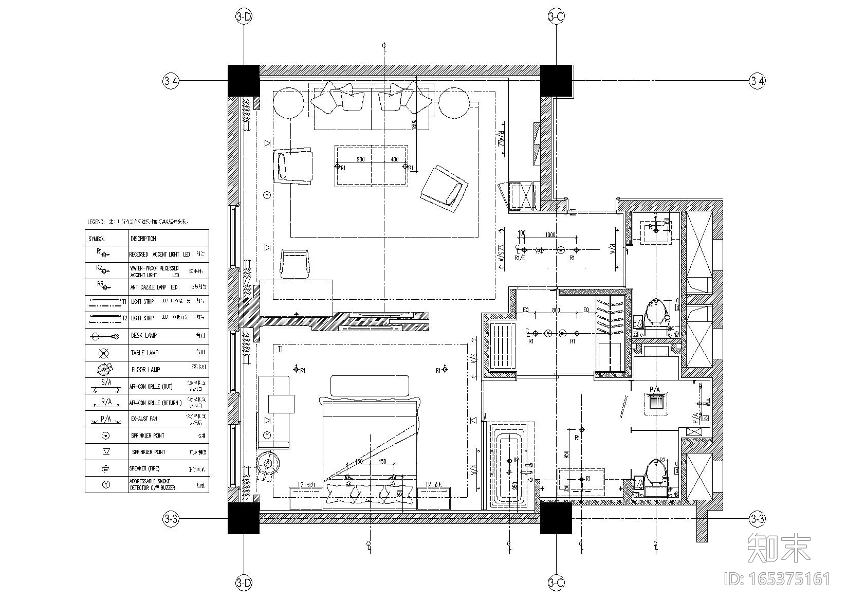 [南昌]玫瑰城艾溪湖酒店室内装修工程施工图cad施工图下载【ID:165375161】