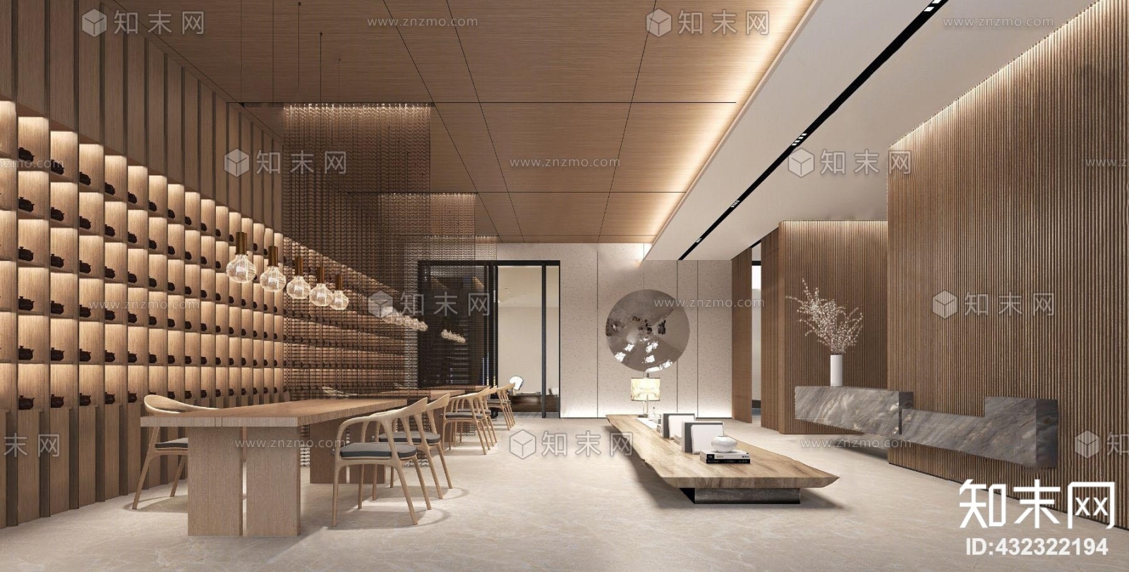新中式茶楼茶室3D模型下载【ID:432322194】